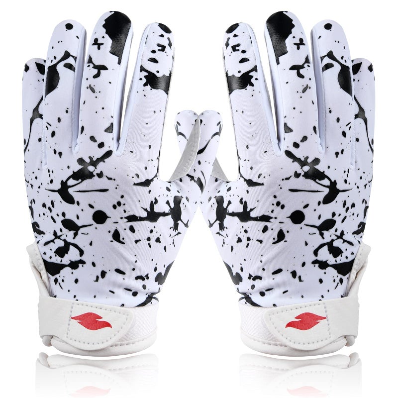 RSPGO Kids Football Gloves Youth Enhanced Grip Silicone Wide Receiver Gloves Friesian Cattle XS/S - Image 3